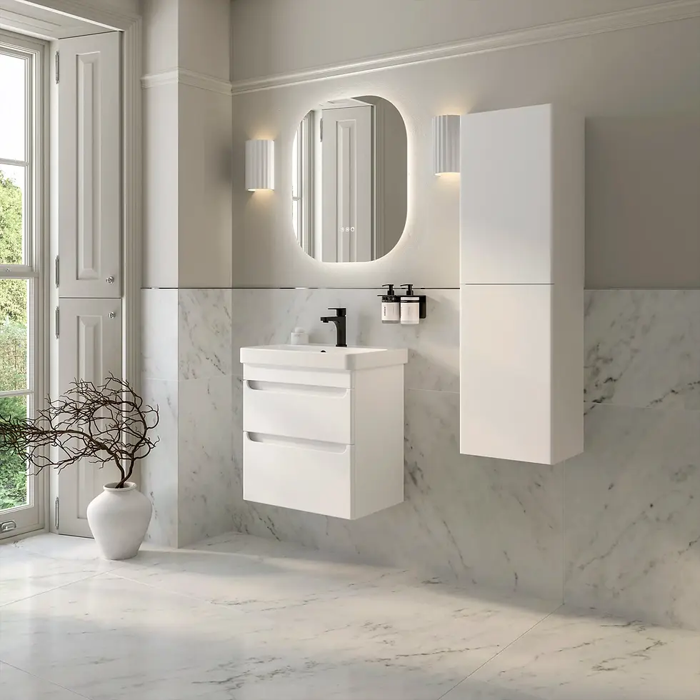 Thumbnail: Deccado Bromont 2 Drawer Vanity Unit 550mm with Ceramic Basin - White Matt