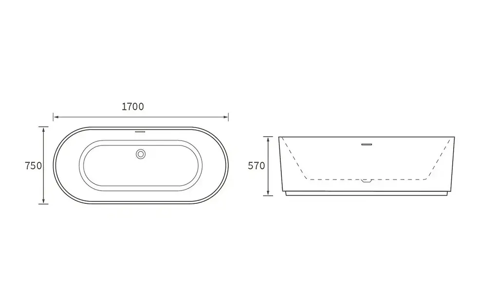 Thumbnail: Shine Fluted Free Standing 1700x750x570mm 0TH Bath