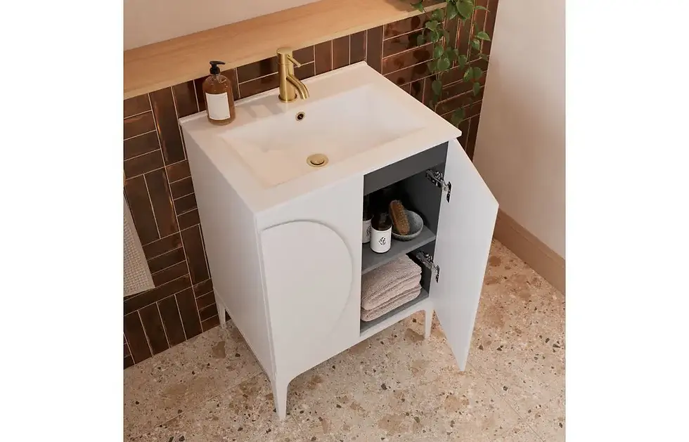 Thumbnail: Clare 610mm Floor Standing 2 Door Basin Unit & 0TH Basin - Matt White