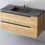 Thumbnail: Deco Solar 600/800/1000mm Wall Hung Vanity Unit with Black Top Basin -Oak