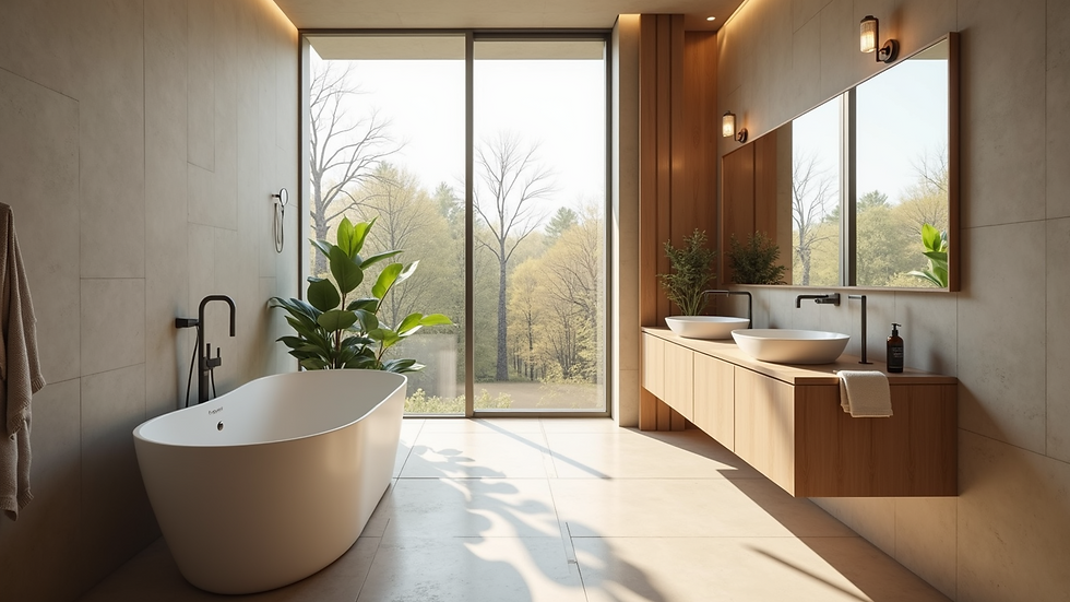 High angle view of a modern sustainable bathroom