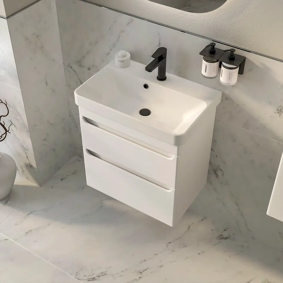 Thumbnail: Deccado Bromont 2 Drawer Vanity Unit 550mm with Ceramic Basin - White Matt