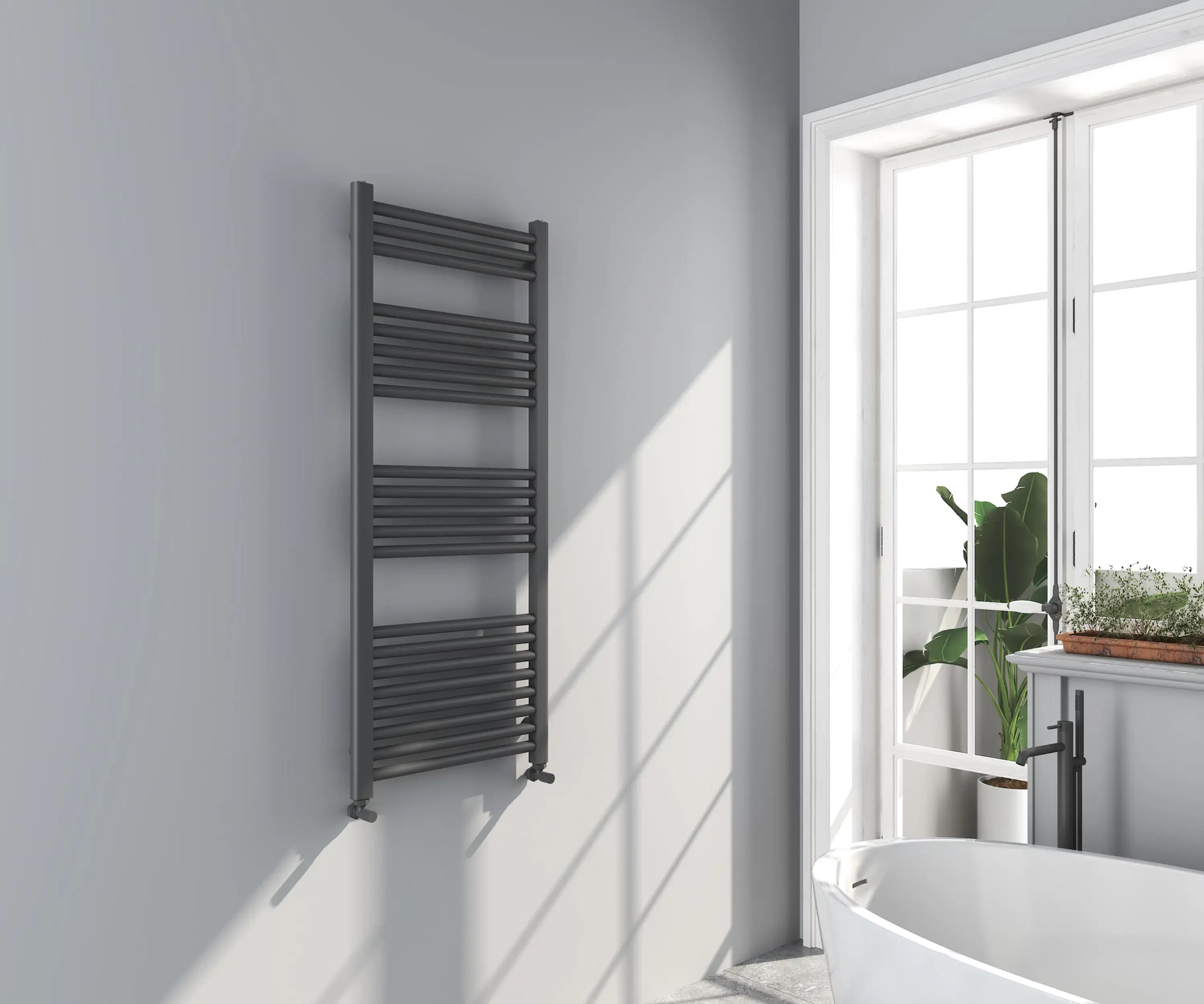 Fusion 1200x500mm Ladder Heated Towel Rail - Gunmetal