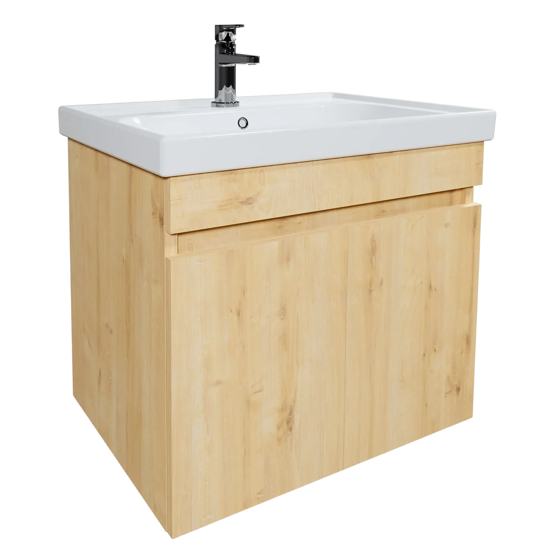 Poro 600mm Wall Hung Vanity Unit - Textured Oak