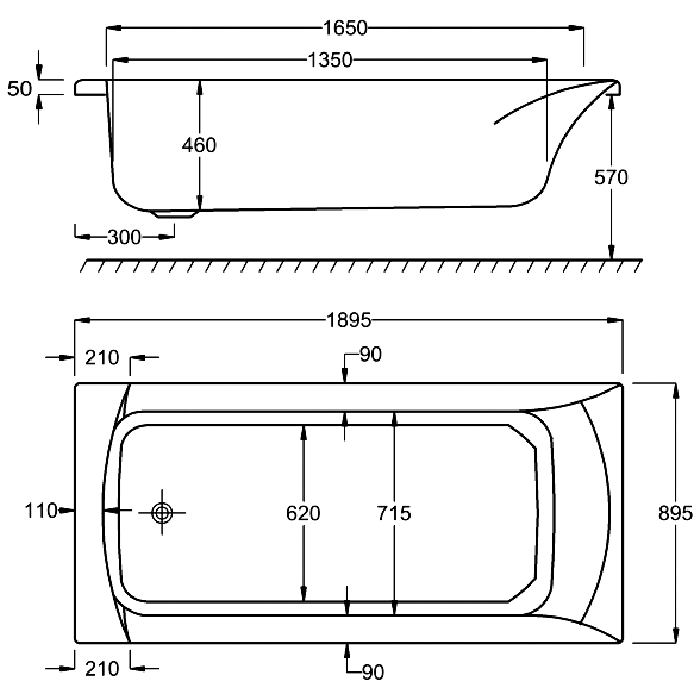 Thumbnail: Carron Sigma 1900x900mm Carronite Bath