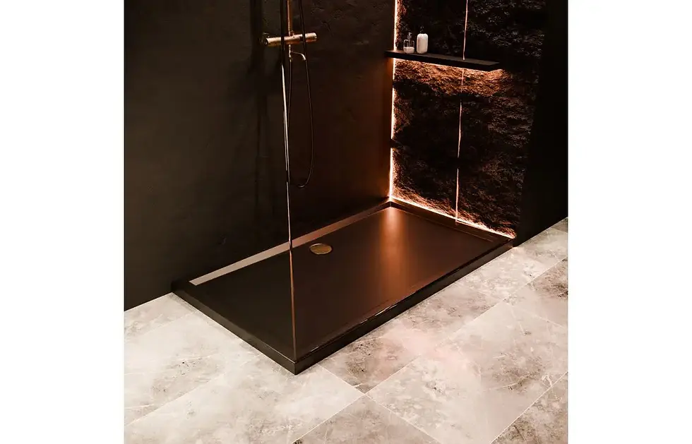 Thumbnail: 40mm Low Profile 1400x800mm Rectangular Tray & Waste - Matt Black