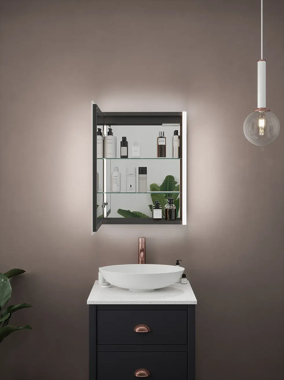 Thumbnail: Brecon 550mm Single Tunable LED Bathroom Mirror Cabinet