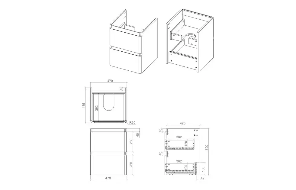 Thumbnail: Kanton 500mm Wall Hung 2 Drawer Basin Unit & 1TH Basin - Matt White