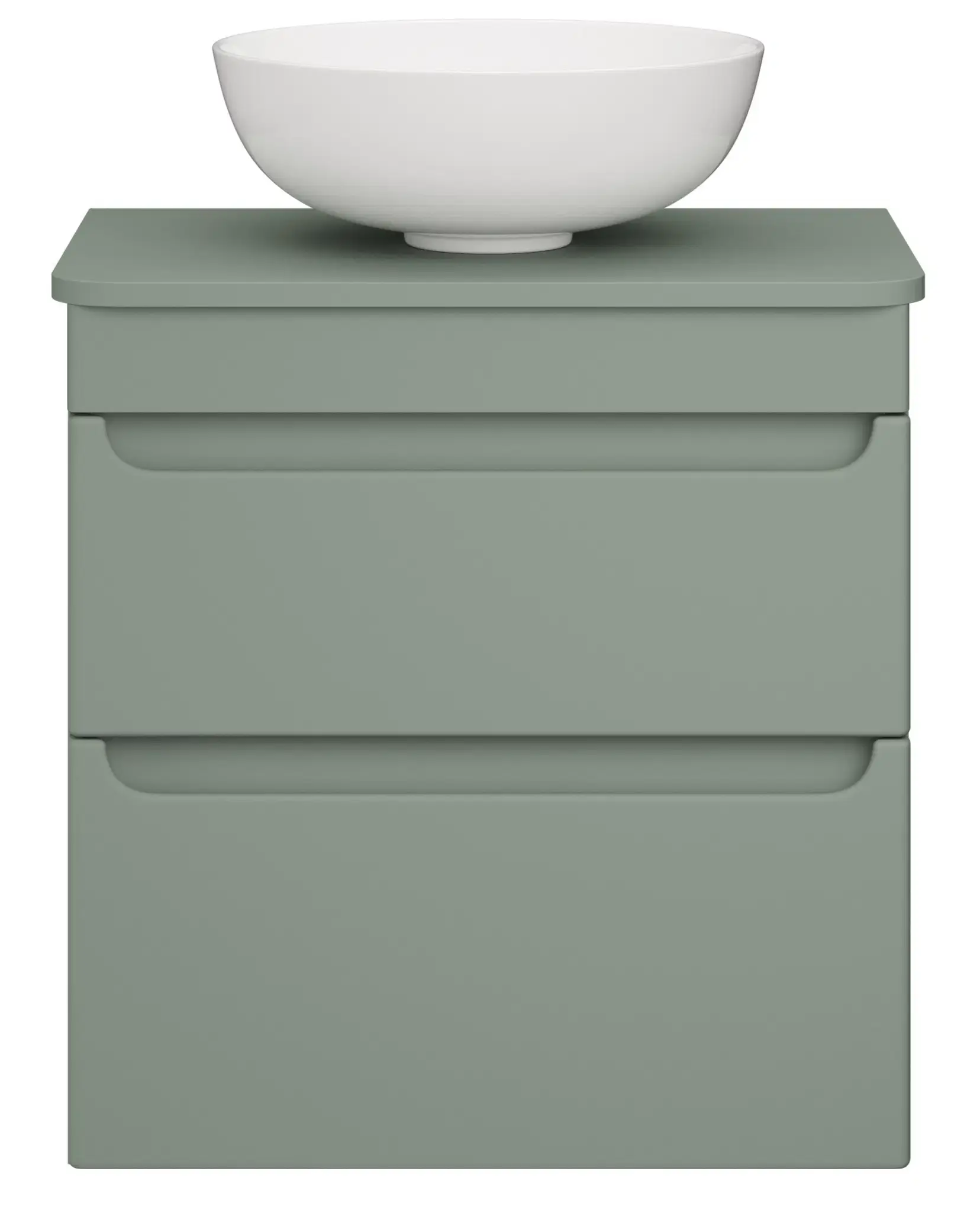 Deccado Bromont 2 Drawer Vanity Unit 550mm with Worktop and Sit-on Bowl - Green