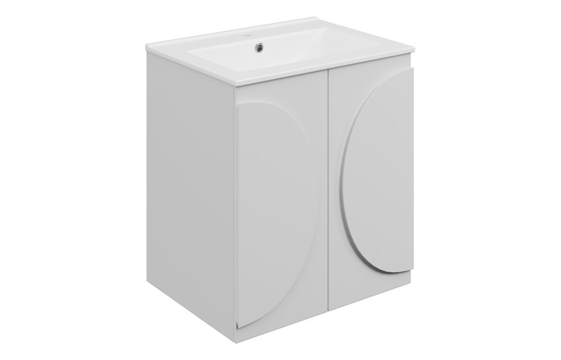 Clare 610mm Floor Standing 2 Door Basin Unit & 1TH Basin - Matt White
