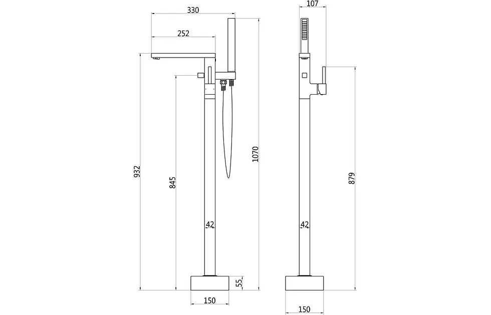 Thumbnail: Zen Floor Standing Bath/Shower Mixer Tap - Chrome
