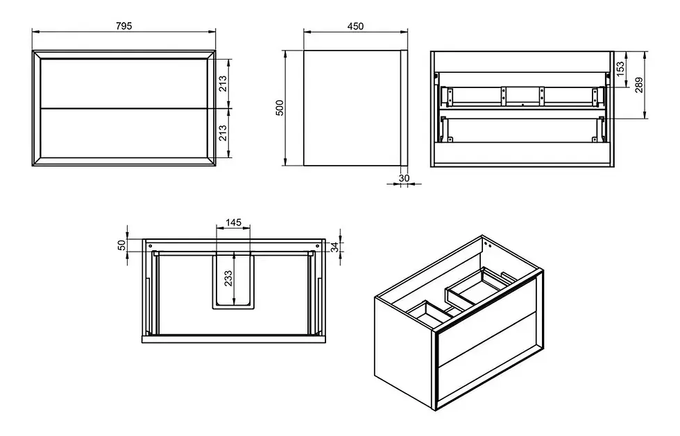 Thumbnail: Pulse 810mm Wall Hung 2 Drawer Basin Unit & Top - Matt White