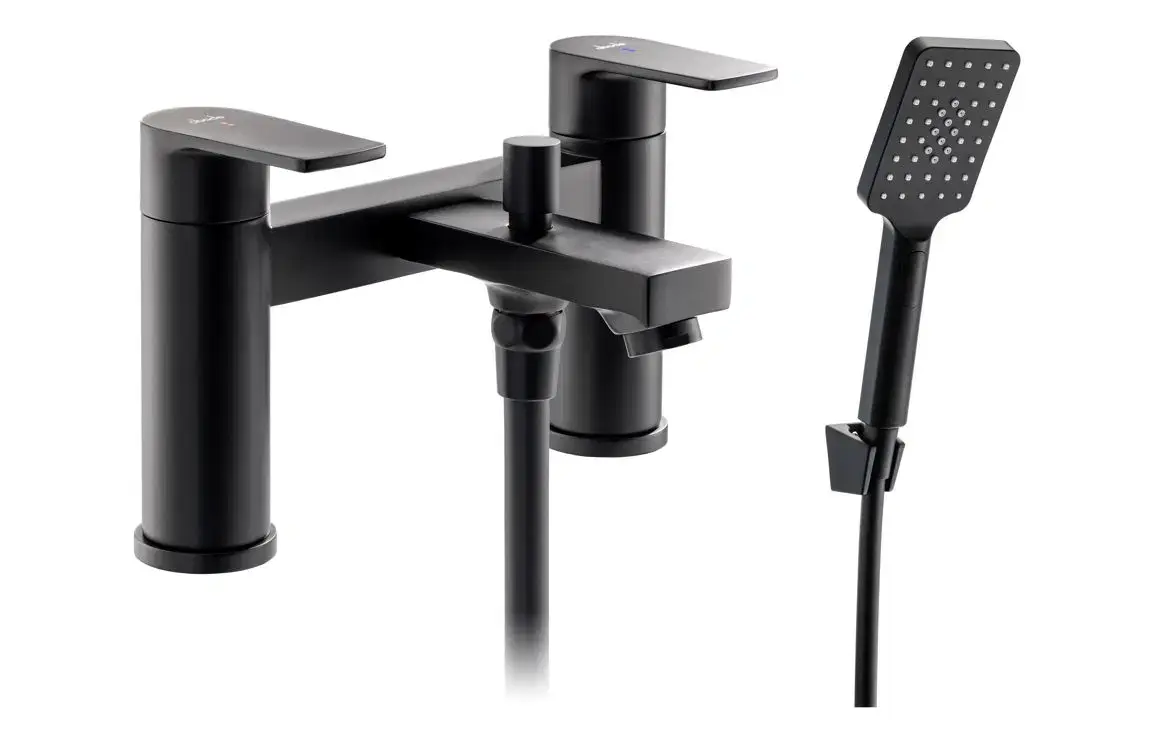 Abode Aquip Deck Mounted Bath Shower Mixer Tap - Matt Black
