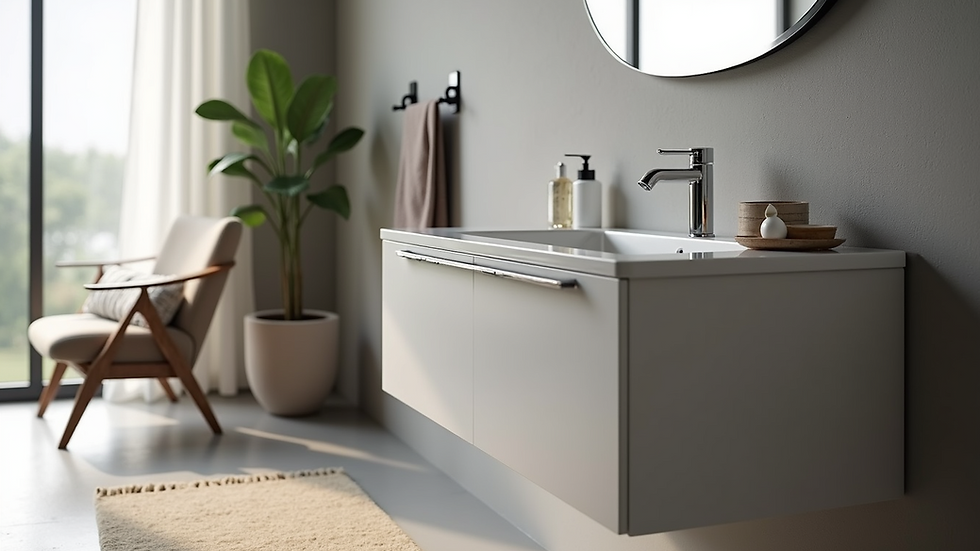 Eye-level view of a contemporary 600mm wall hung vanity unit