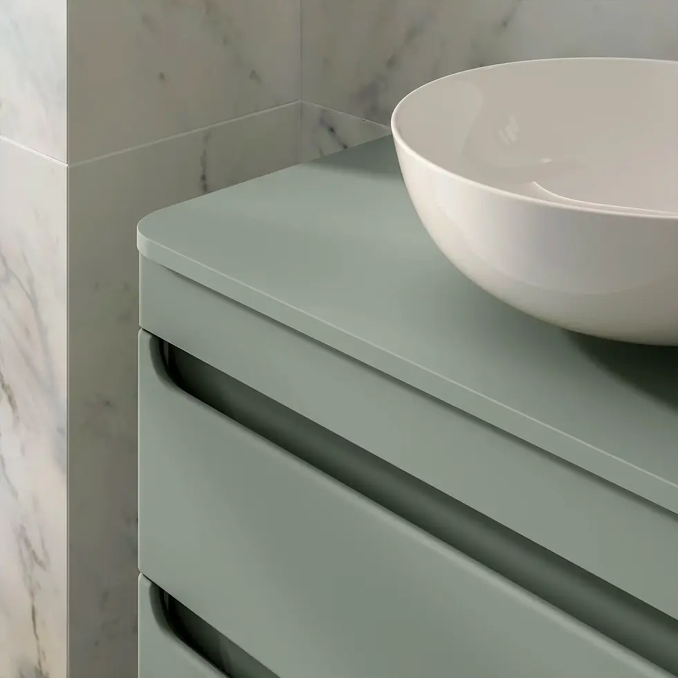 Thumbnail: Deccado Bromont 2 Drawer Vanity Unit 800mm with Worktop and Sit-on Bowl - Green