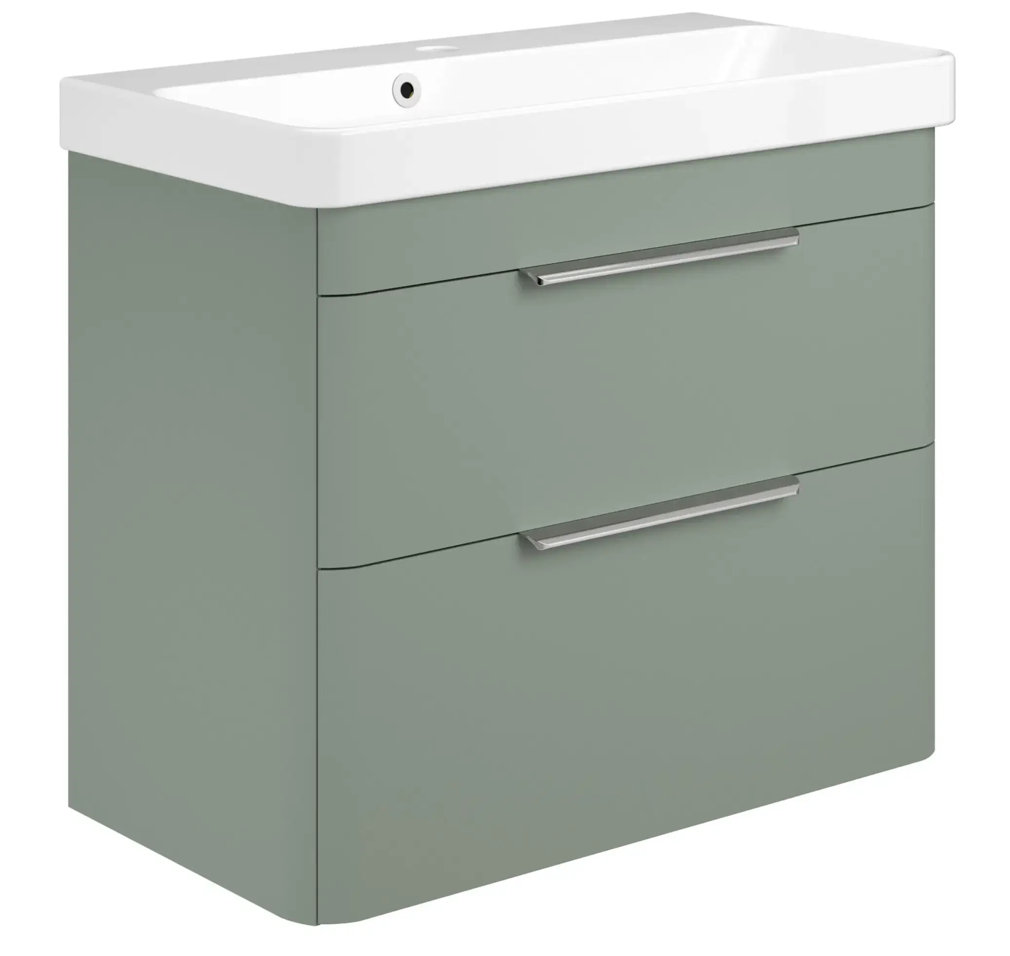 Deccado Crofton 2 Drawer Vanity Unit 700mm with Ceramic Basin and Handles -Green