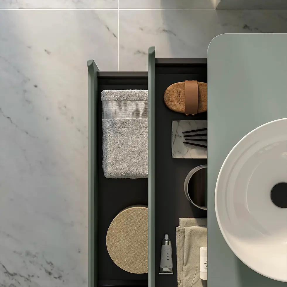 Thumbnail: Deccado Bromont 2 Drawer Vanity Unit 800mm with Worktop and Sit-on Bowl - Green