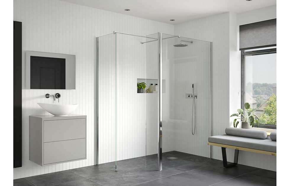 Walk in Shower with Flipper Panel