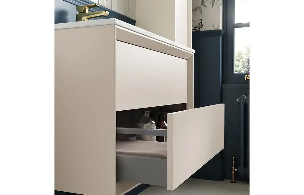 Thumbnail: Pulse 615mm Wall Hung 2 Drawer Basin Unit & Basin - Matt Cotton