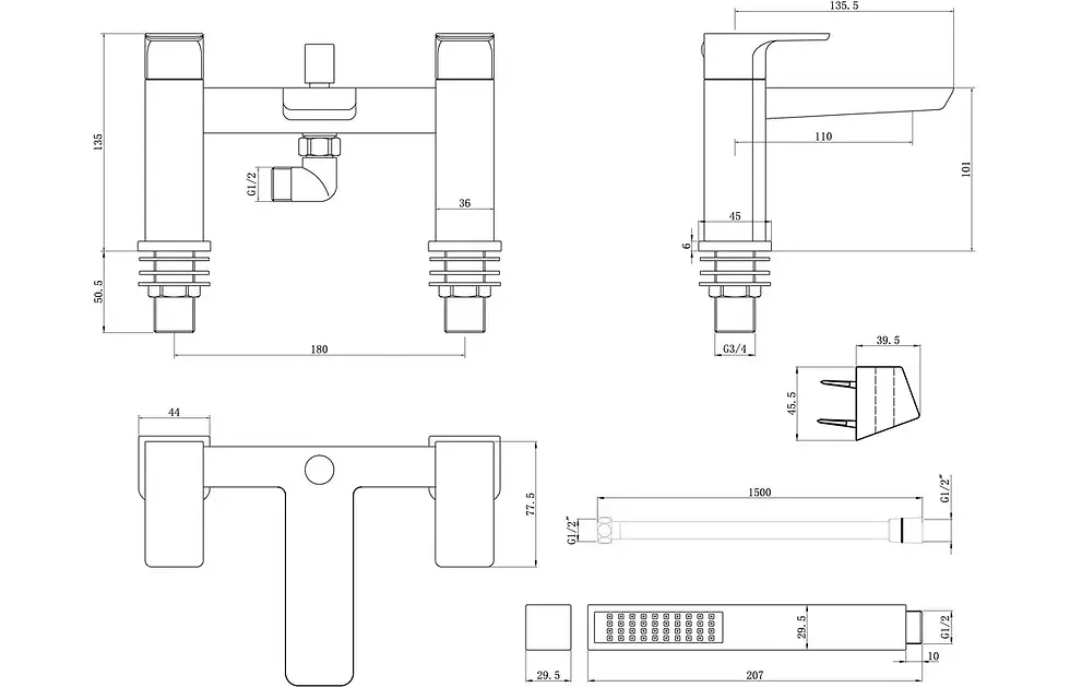Thumbnail: Burnie Bath/Shower Mixer Tap - Matt Black