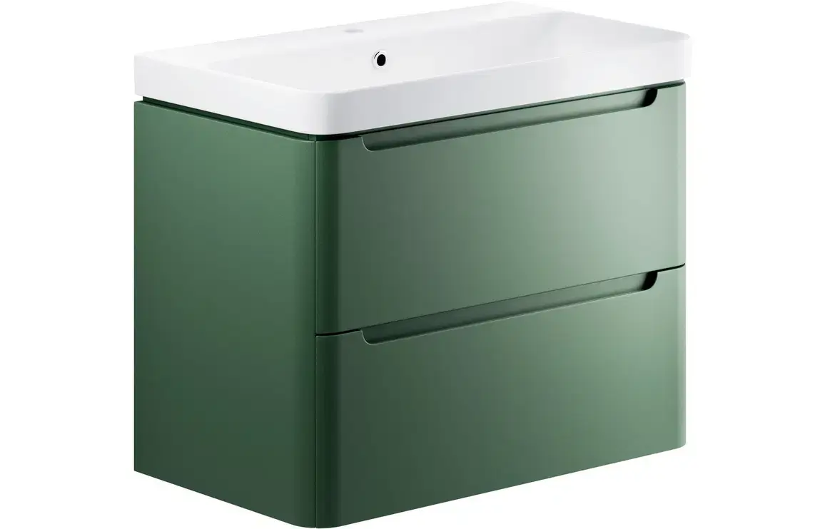 Lisbon 800mm 2 Drawer Wall Hung Vanity Unit - Matt Sage Green