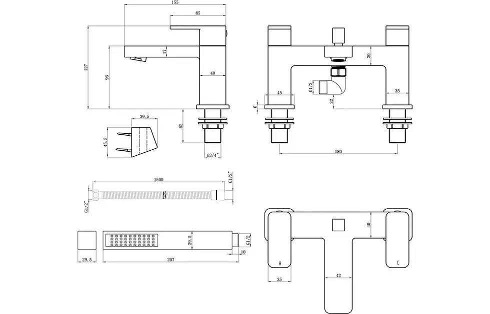 Thumbnail: Ashford Bath/Shower Mixer Tap & Bracket - Chrome