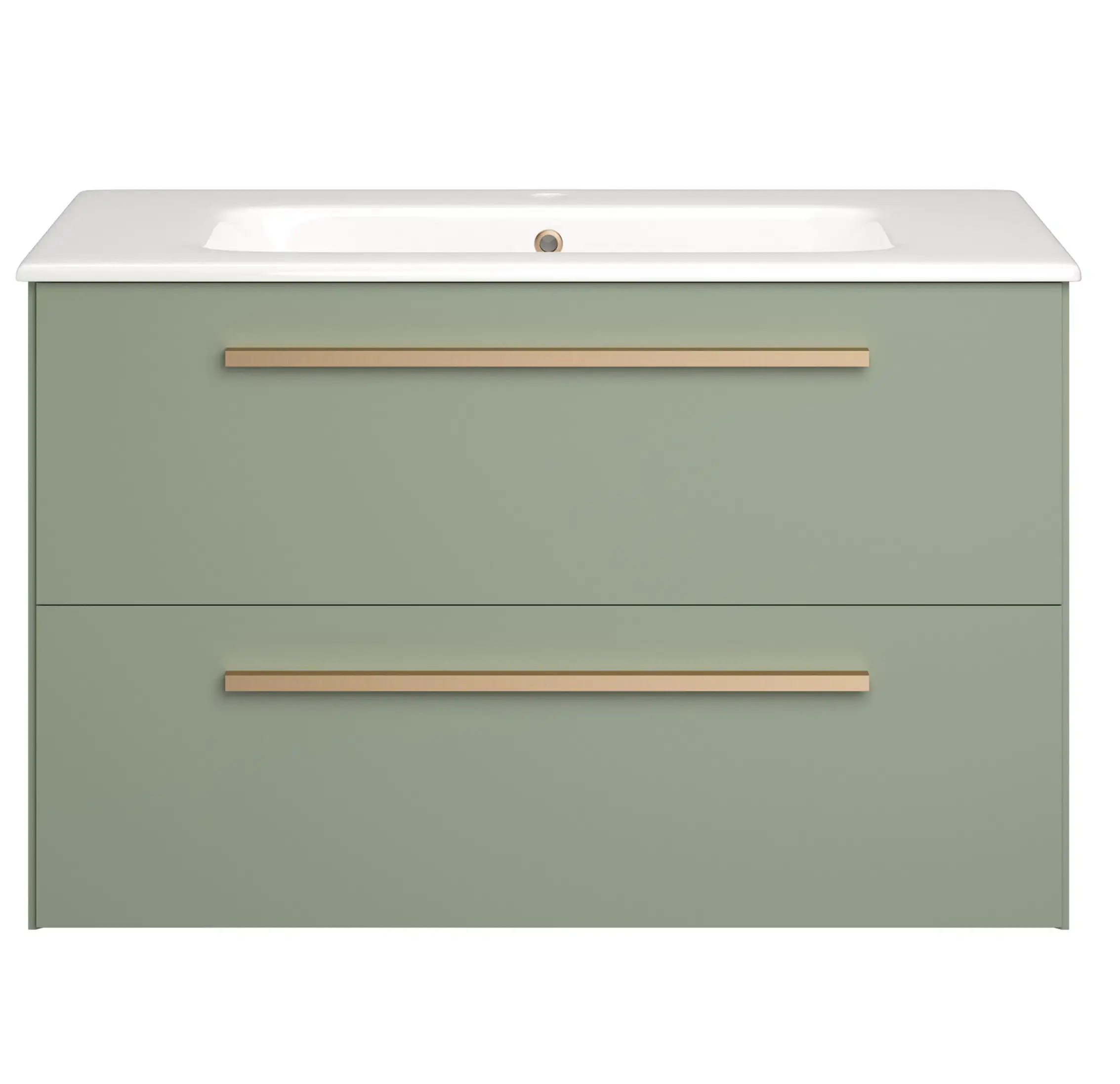 Deccado Berwick 2 Drawer Vanity Unit 800mm & Ceramic Basin and Handles - Green