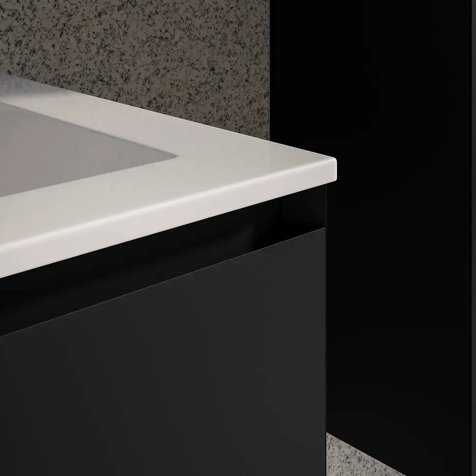 Thumbnail: Deccado Vernas 2 Drawer Vanity Unit 600mm with Cast Basin Sink - Matt Black