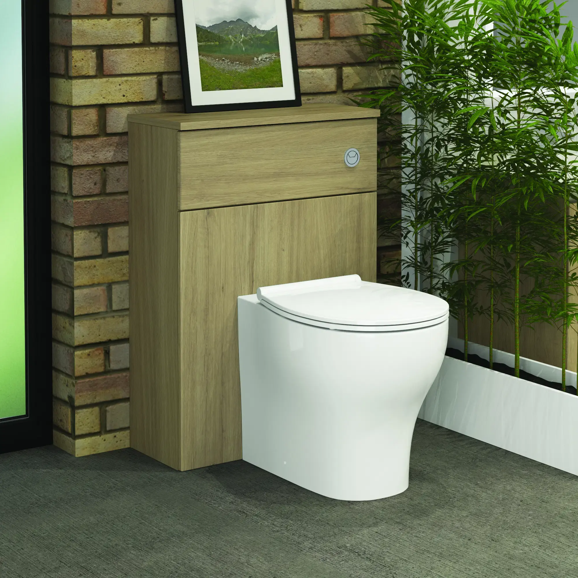 Serenity 600mm BTW Toilet Unit - Oak (Including Top)