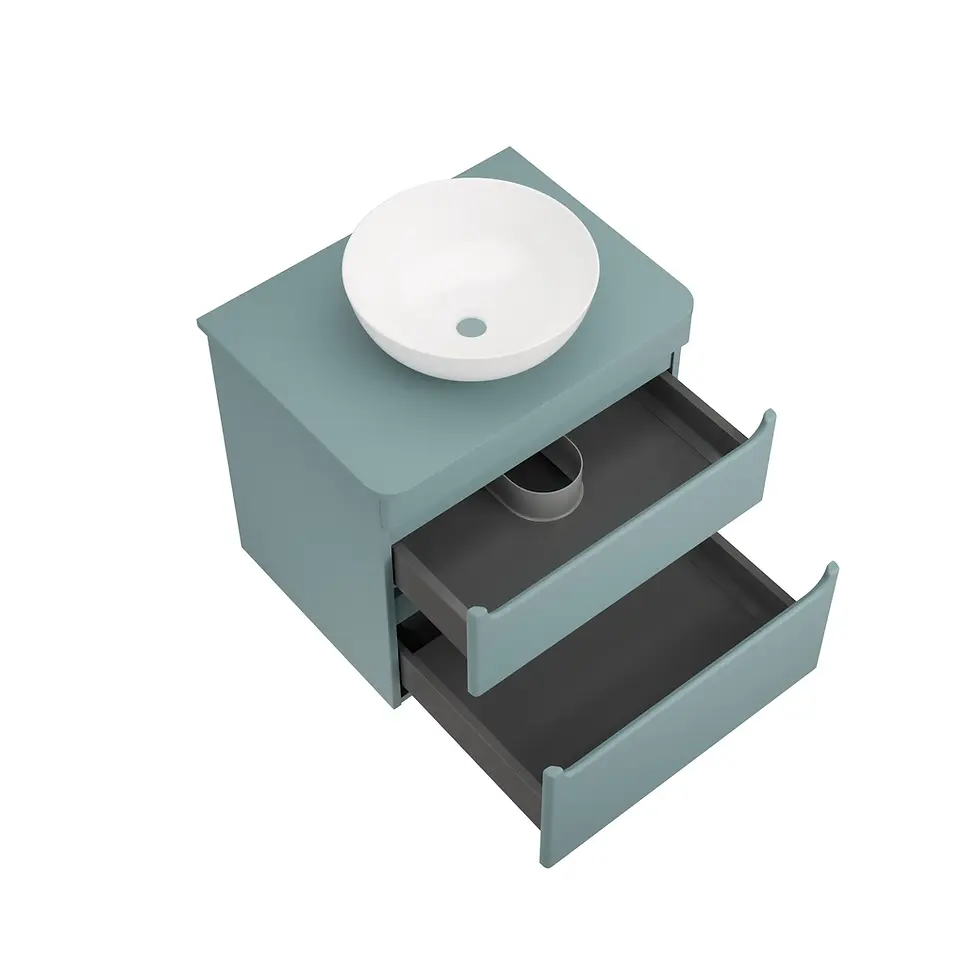 Thumbnail: Deccado Bromont 2 Drawer Vanity Unit 600mm with Worktop and Sit-on Bowl - Blue