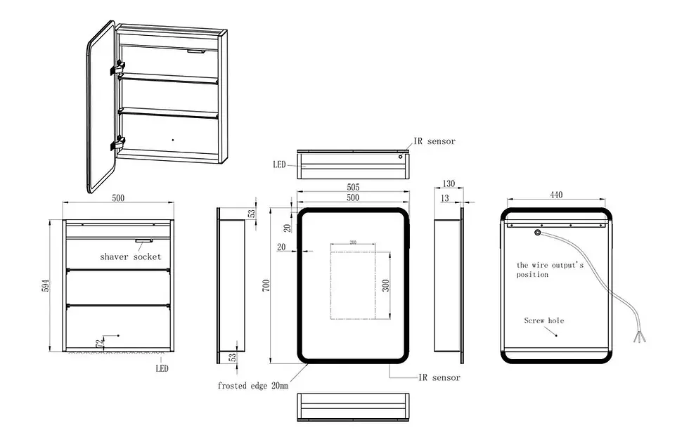 Thumbnail: Alice 500mm 1 Door LED Bathroom Mirrored Cabinet