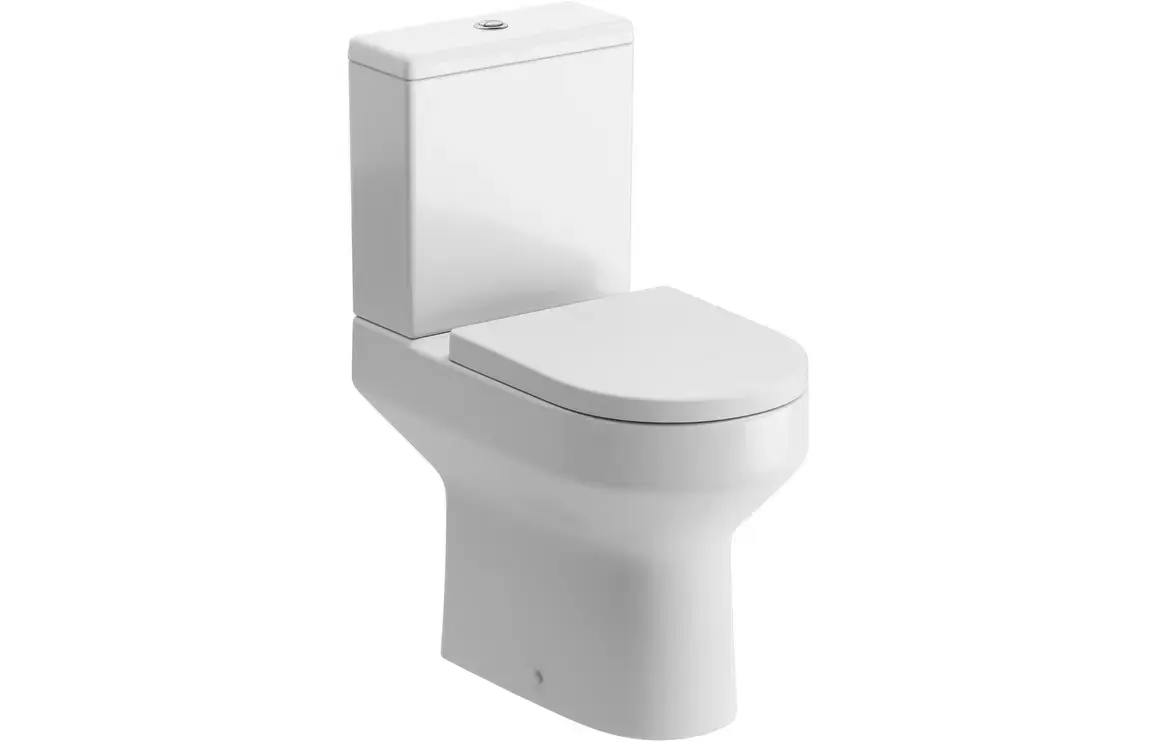 London Rimless Close Coupled Open Back Comfort Height Toilet & Soft Close Seat