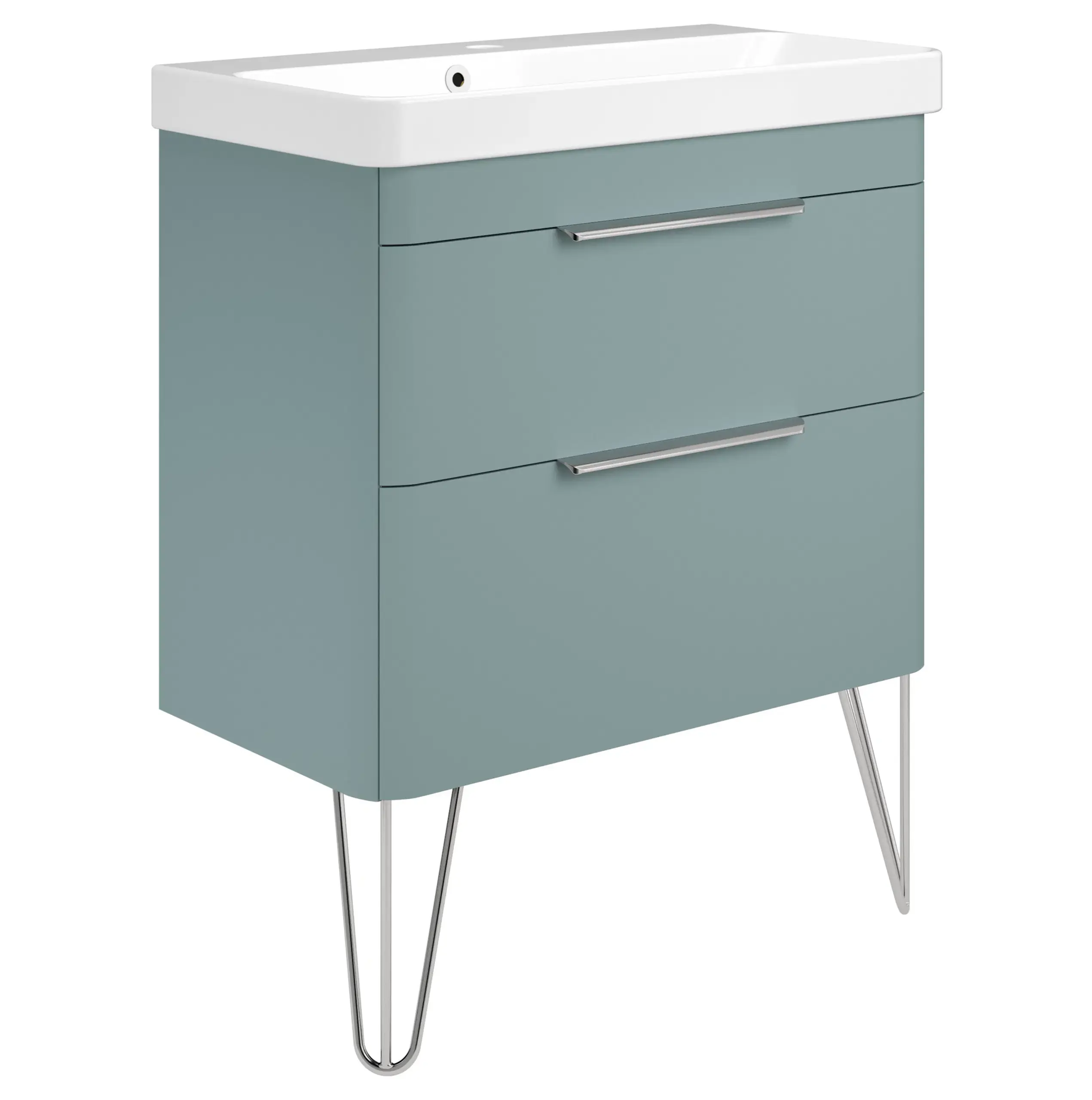 Deccado Crofton 2 Drawer Vanity Unit 700mm with Basin, Legs and Handles - Blue