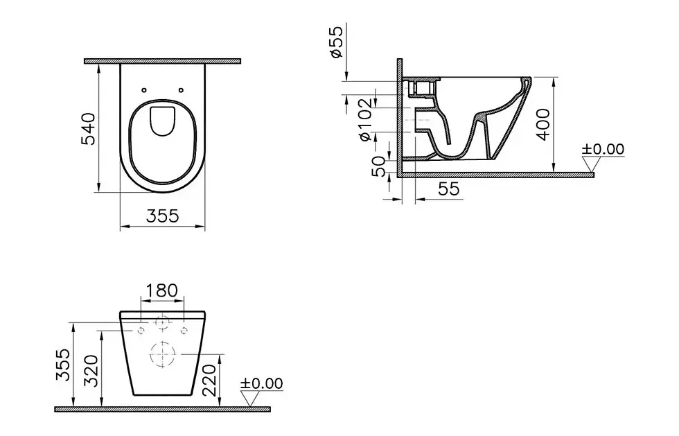 Thumbnail: VitrA Integra Rimless Wall Hung Pan Only - White