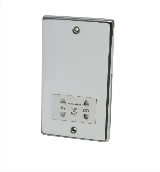 Dual Voltage Shaver Socket - Chrome