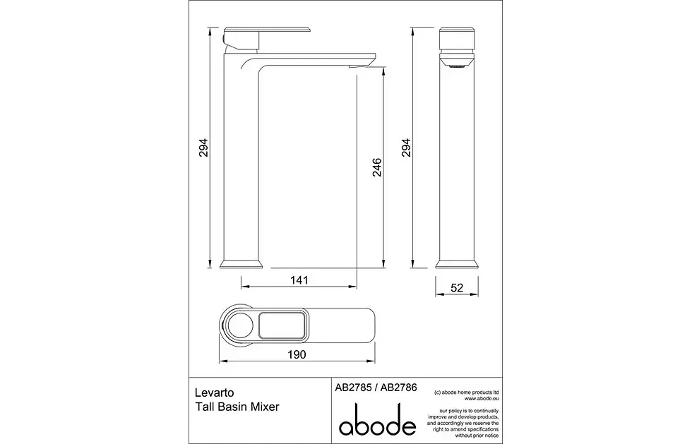 Thumbnail: Abode Levarto Tall Basin Mixer - Matt White & Brass