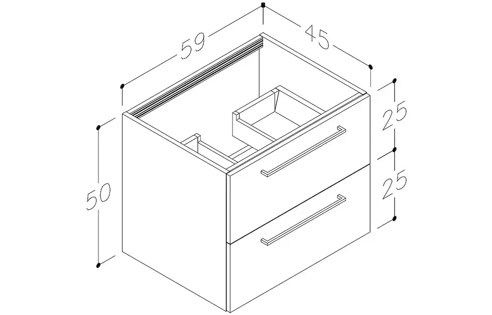 Thumbnail: Verona 610mm Wall Hung 2 Drawer Vanity Unit & Basin - White Gloss