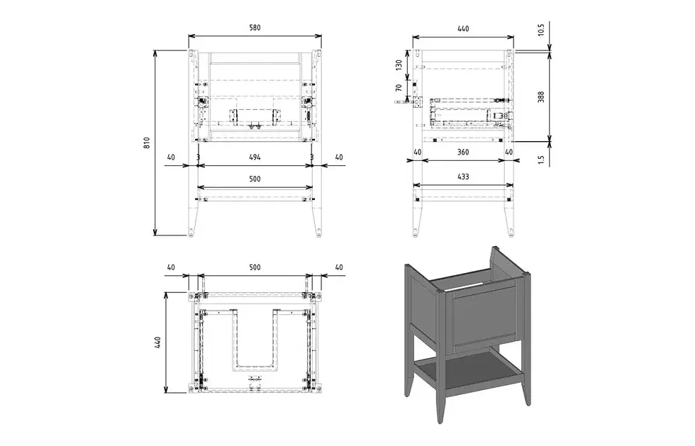 Thumbnail: Deva 650mm Floor Standing 1 Drawer Basin Unit w/Basin - Matt White