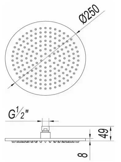 Thumbnail: Zenith Space Showerhead 250mm ROUND BRUSHED STEEL EFFECT