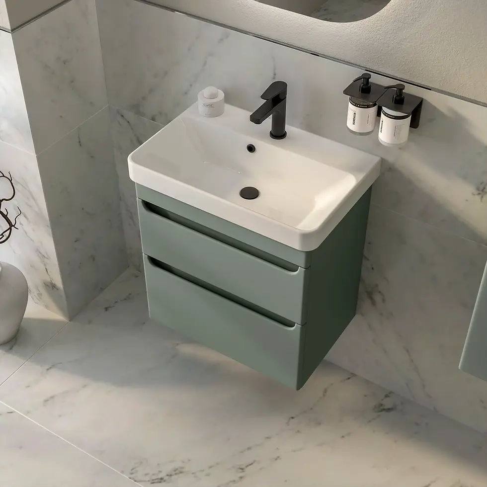 Thumbnail: Deccado Bromont 2 Drawer Vanity Unit 550mm with Ceramic Basin - Verdant Green