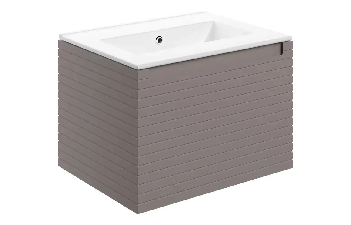 Amalfi 615mm 1 Drawer Wall Hung Basin Unit & 0TH Thin Edge Basin - Matt Taupe