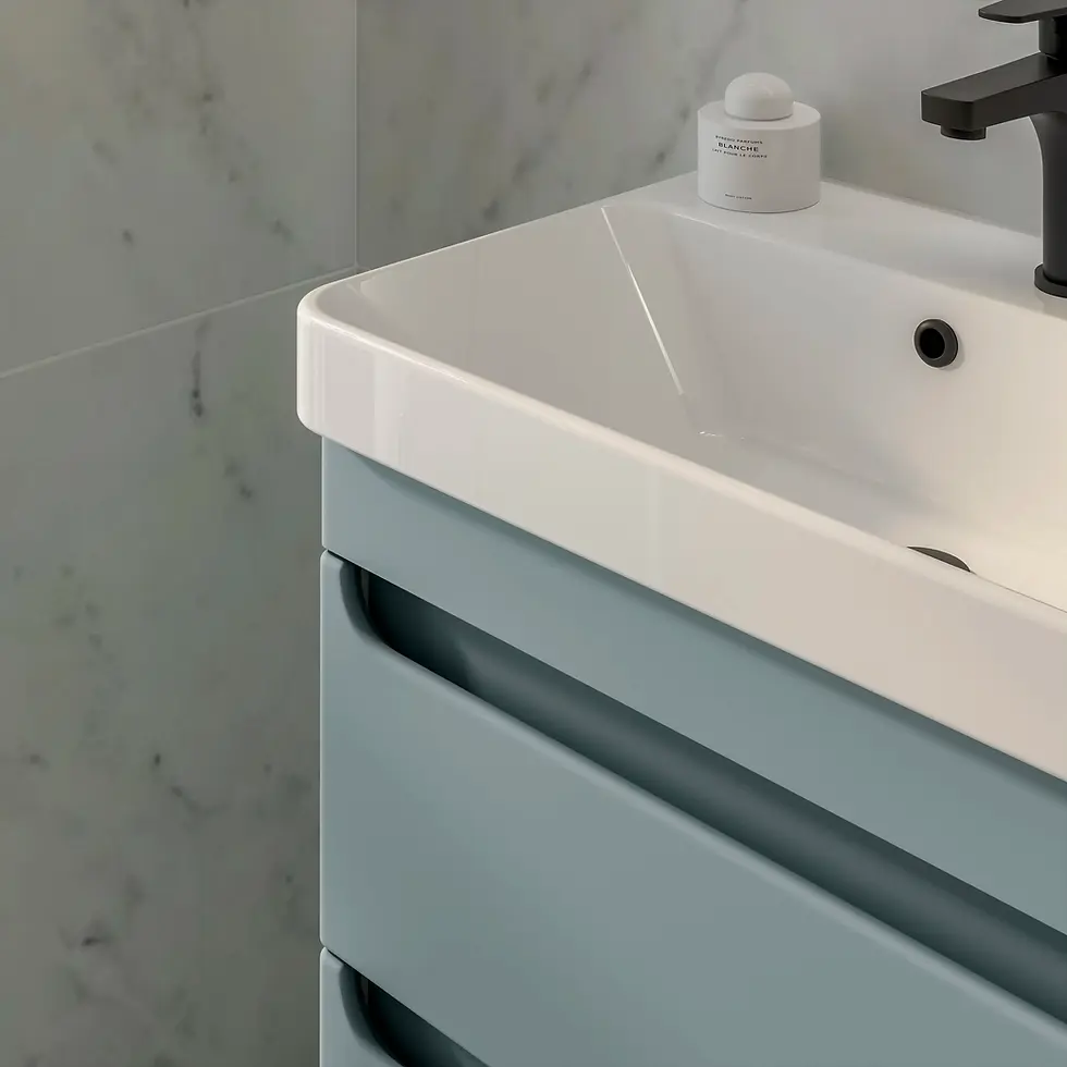 Thumbnail: Deccado Bromont 2 Drawer Vanity Unit 550mm with Ceramic Basin - Fjord Blue
