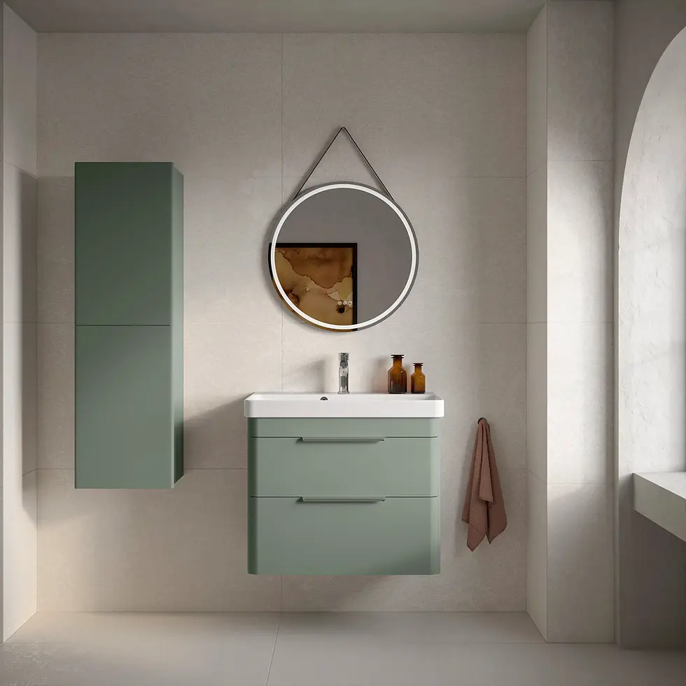 Thumbnail: Deccado Crofton 2 Drawer Vanity Unit 700mm with Ceramic Basin and Handles -Green