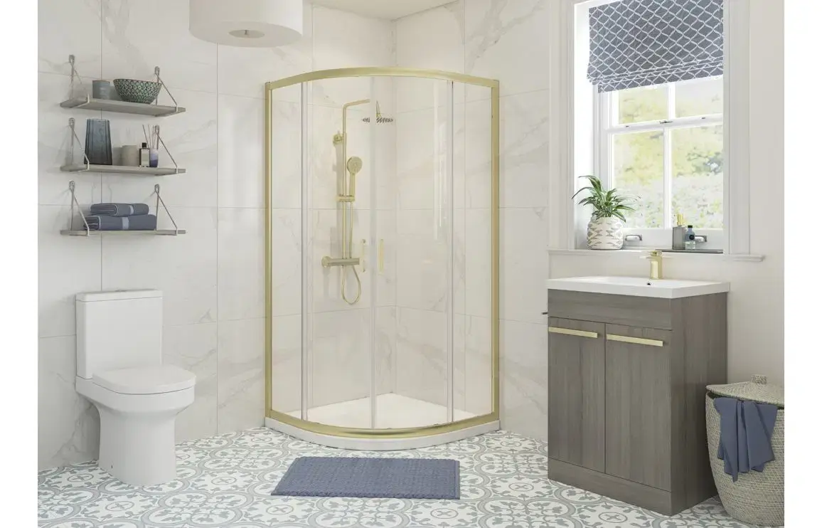 Core 800mm 2 Shower Door Quadrant Shower Enclosure- Brushed Brass