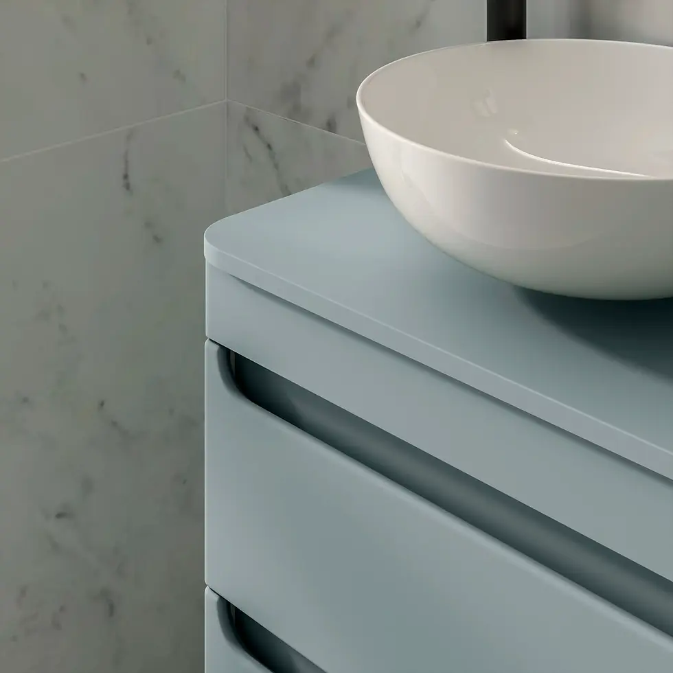 Thumbnail: Deccado Bromont 2 Drawer Vanity Unit 550mm with Worktop and Sit-on Bowl - Blue