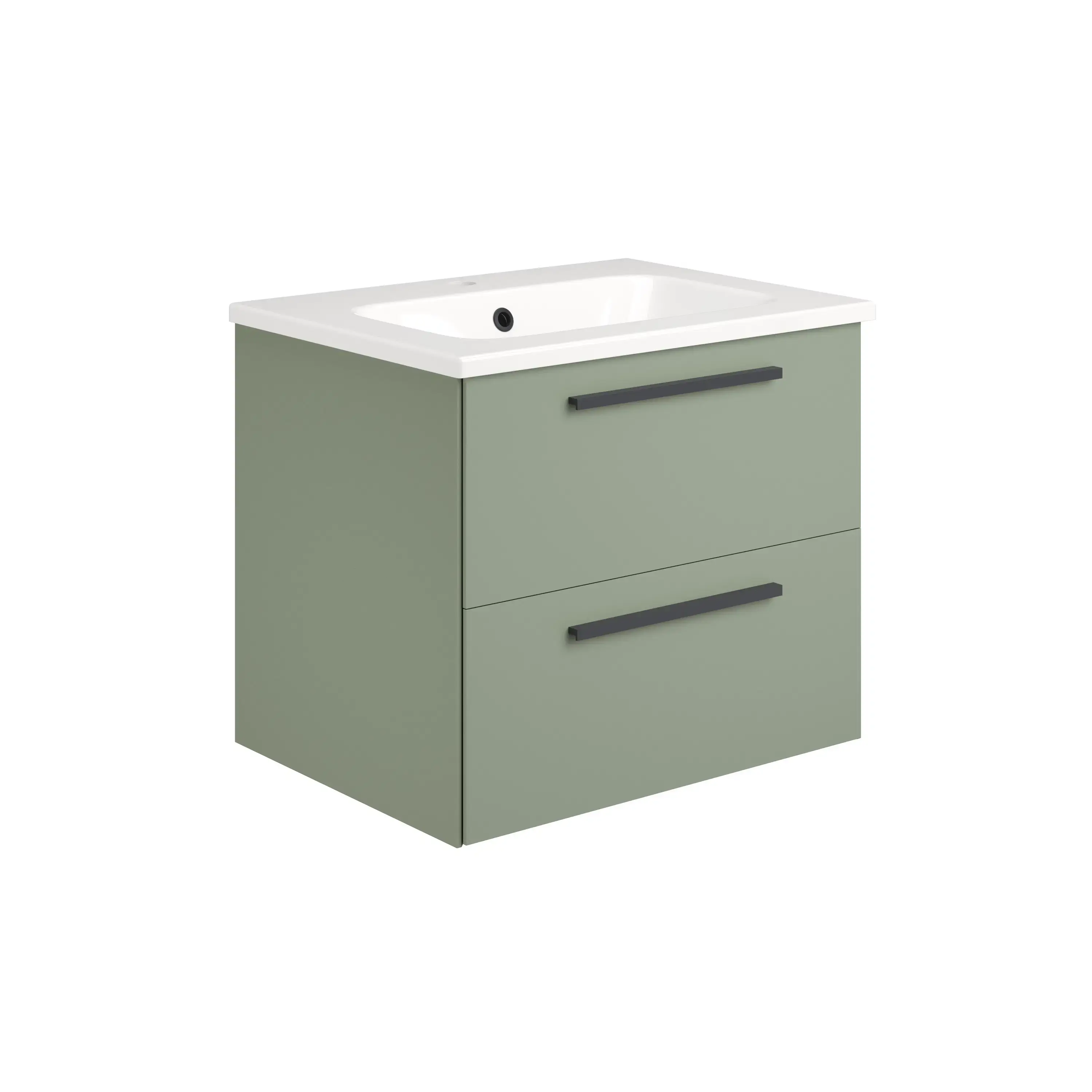 Deccado Berwick 2 Drawer Vanity Unit 600mm & Ceramic Basin and Handles - Green