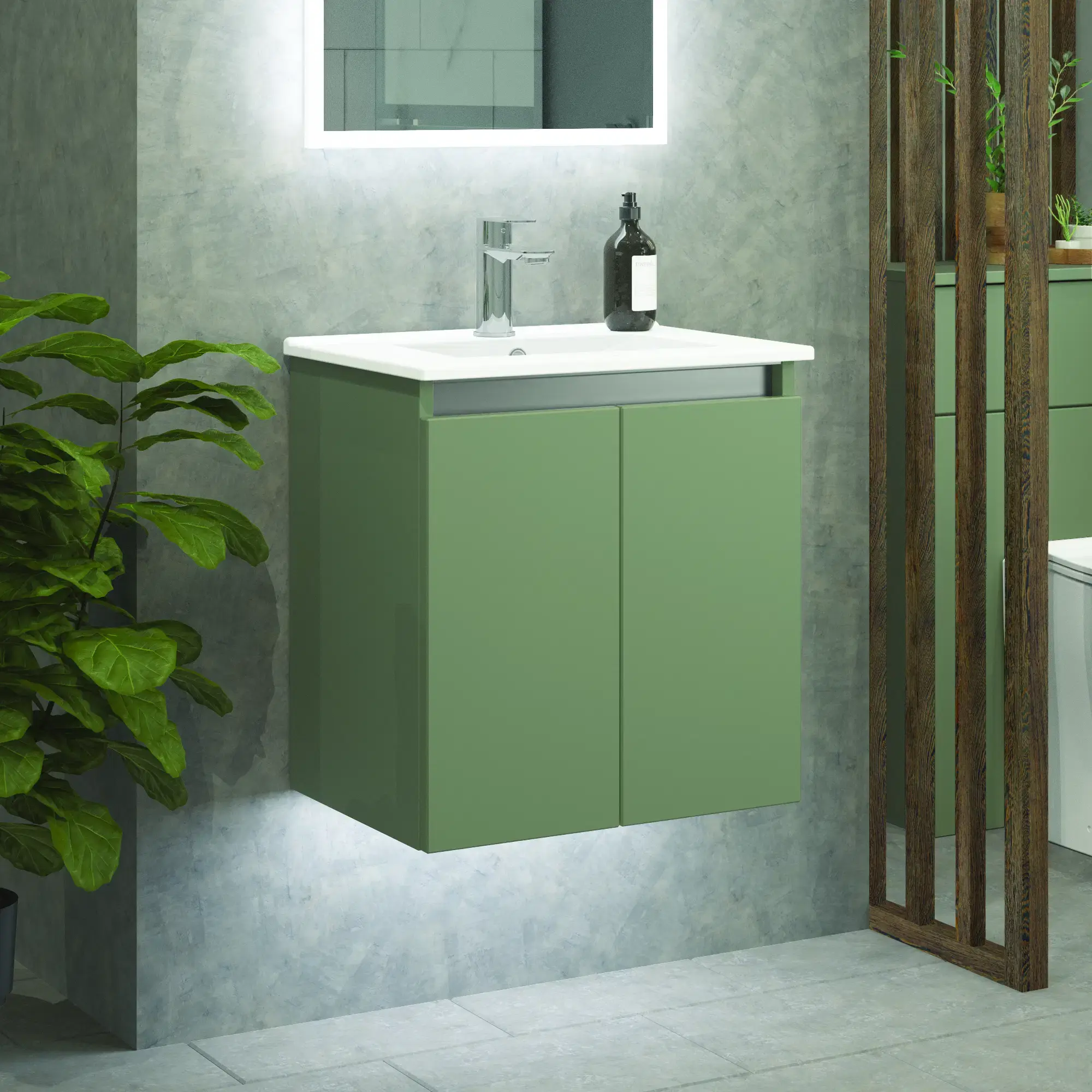 Serenity 500mm Wall Hung Vanity Unit - Cupboard - Sage