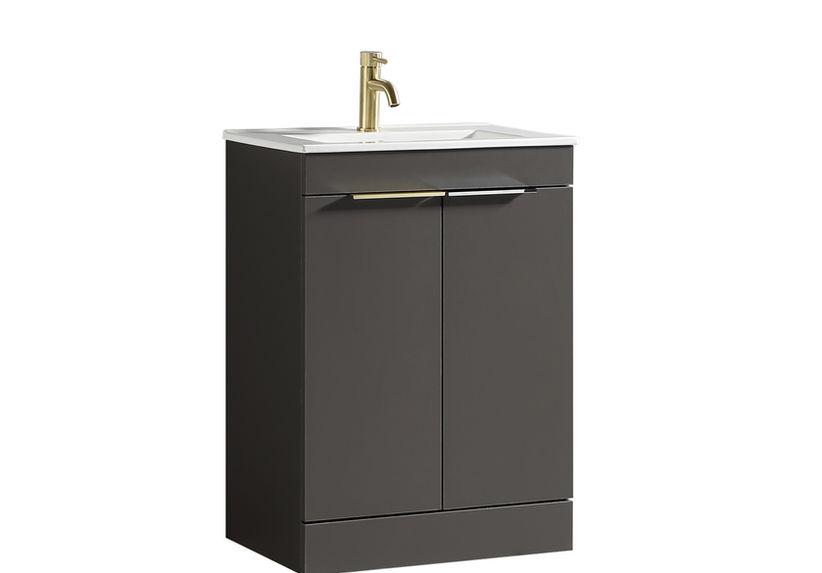 Thumbnail: Saturn 600mm 2 Door Floor Standing Vanity & Basin - Midnight Grey