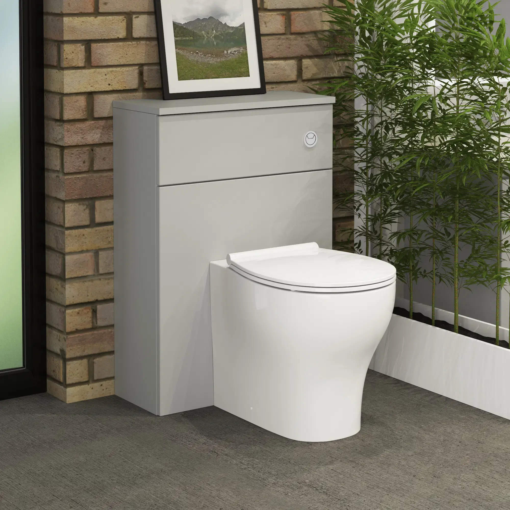 Serenity 600mm BTW Toilet Unit - Pearl Lt Grey Matt (Including Top)