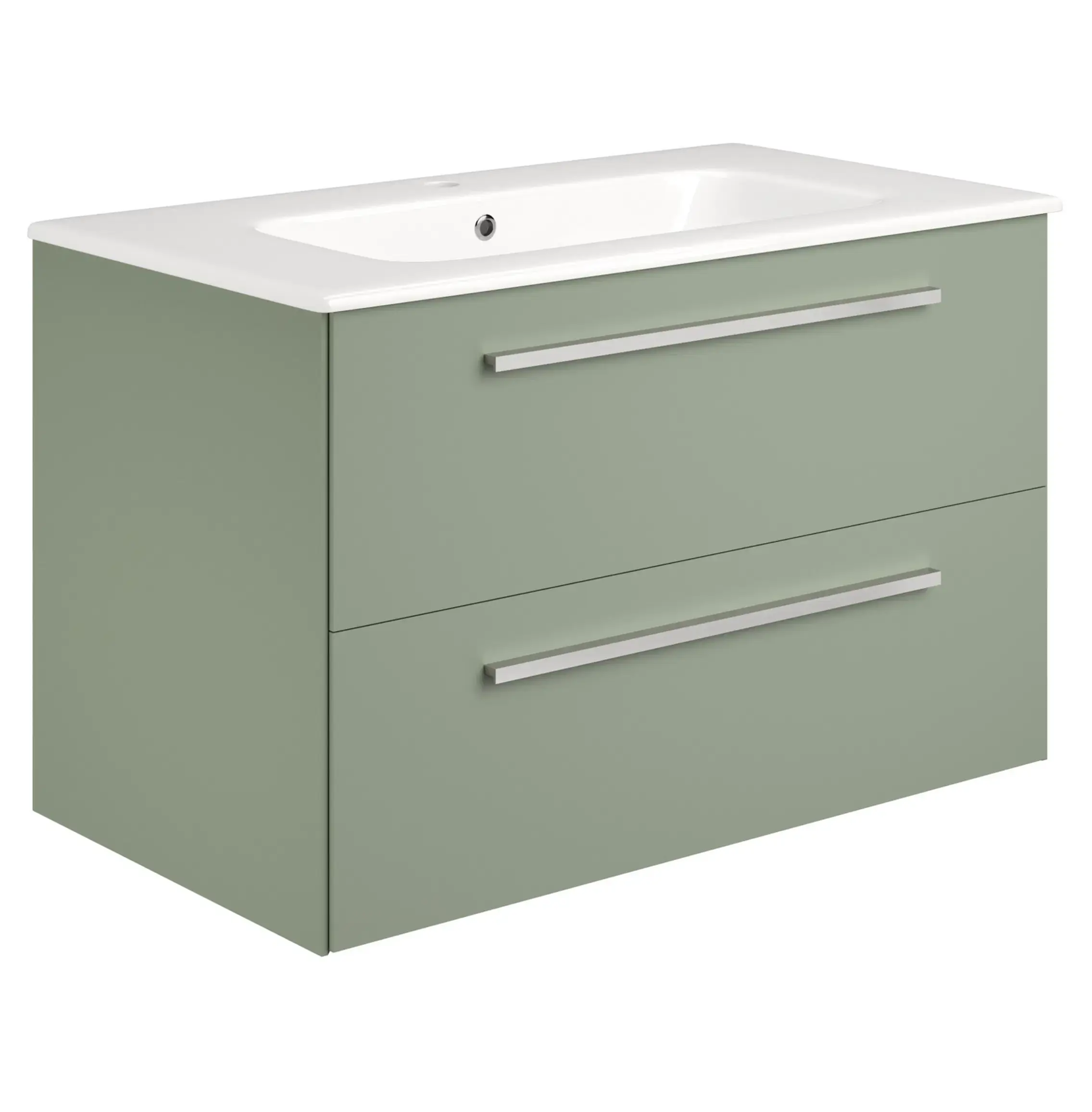 Deccado Berwick 2 Drawer Vanity Unit 800mm & Ceramic Basin and Handles - Green